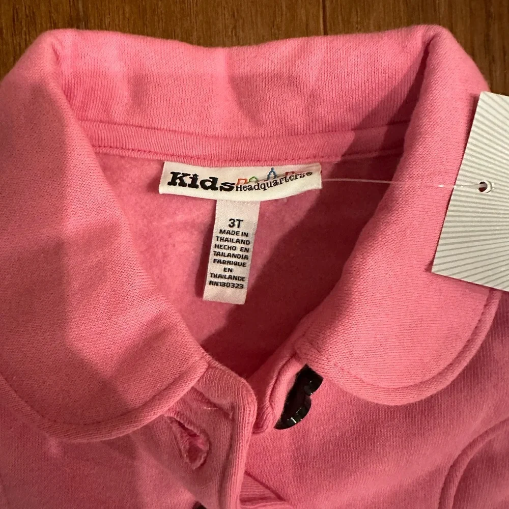 Adorable Pink 3T Girls Peplum Jacket with Heart Buttons